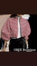 Load image into Gallery viewer, Polka Dot Print High Neck Crop Jacket with Zipper and Elasticity
