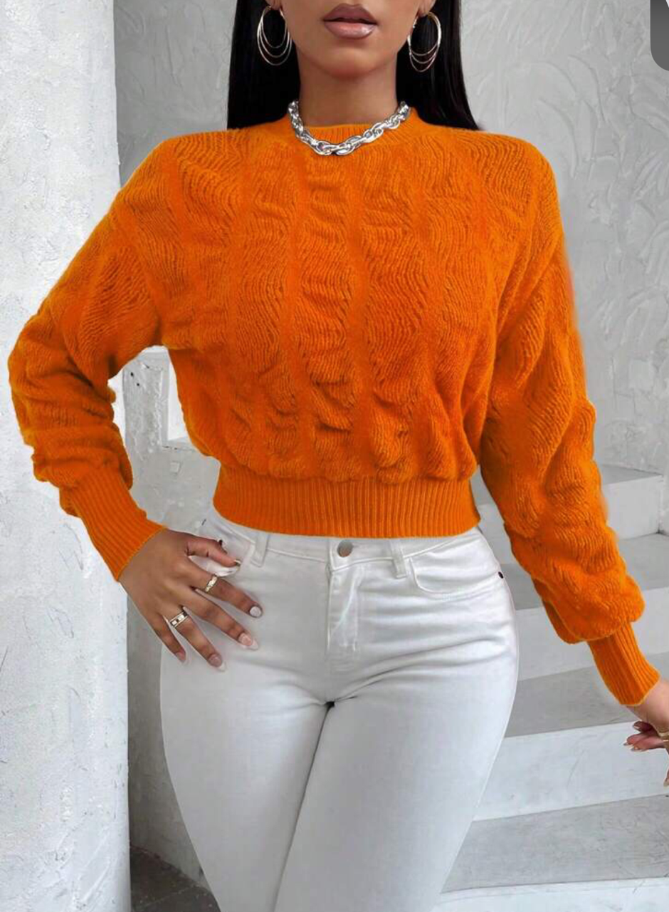 Orange Round Neck Sweater