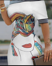 Load image into Gallery viewer, Beautiful Culture Figure Print Off Shoulder Dress
